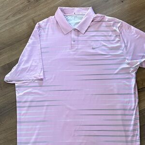 Nike Men’s Pink Striped Dri-FIT Polo